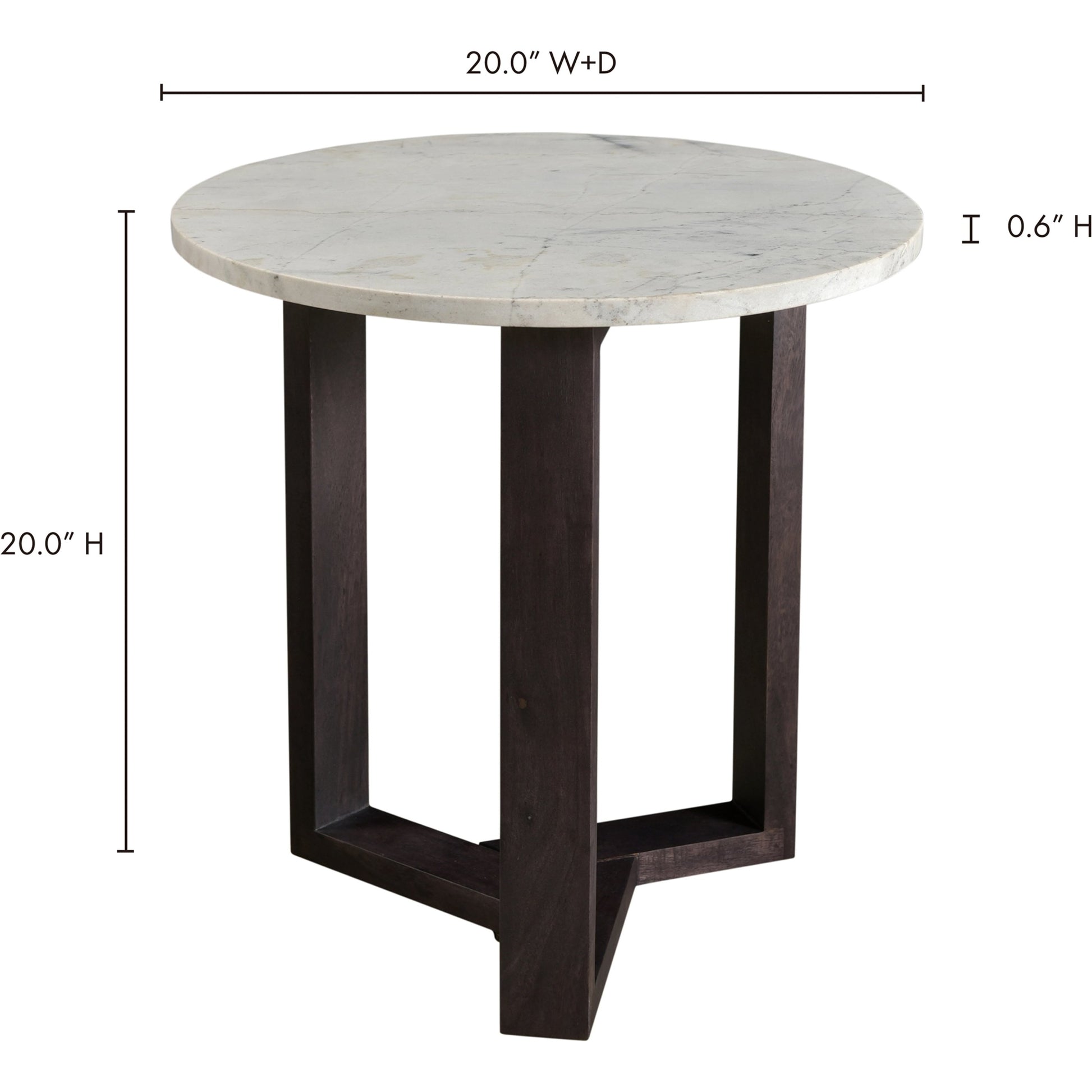 Jinxx Side Table by Moe's Home Collection in charcoal grey. Made from satwaria marble, solid acacia base, mdf in a modern style.
