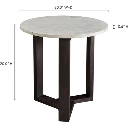 Jinxx Side Table by Moe's Home Collection in charcoal grey. Made from satwaria marble, solid acacia base, mdf in a modern style.