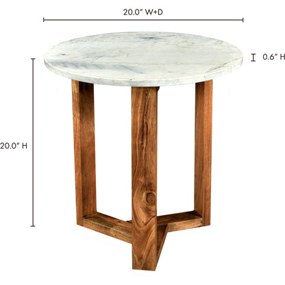 Jinxx Side Table by Moe's Home Collection in charcoal grey. Made from satwaria marble, solid acacia base, mdf in a modern style.