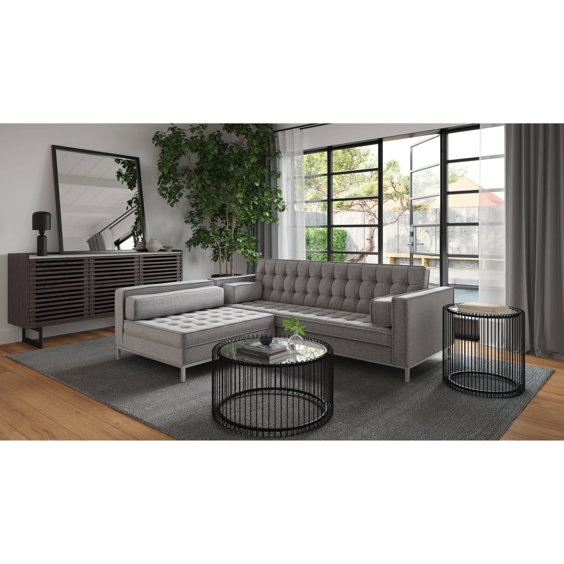 Paloma Sideboard by Moe's Home Collection in charcoal grey. Made from marble, steel legs, mdf in a modern style.