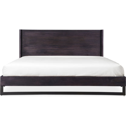 Paloma Bed by Moe's Home Collection in charcoal grey. Made from solid mango, steel legs, wood slats in a modern style.