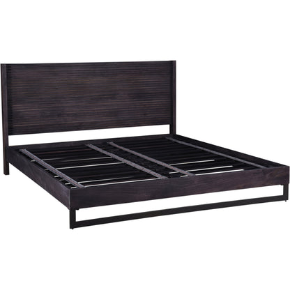 Paloma Bed by Moe's Home Collection in charcoal grey. Made from solid mango, steel legs, wood slats in a modern style.