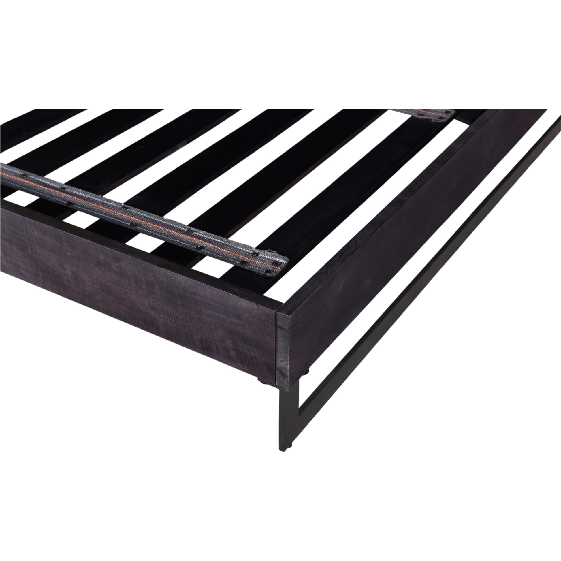Paloma Bed by Moe's Home Collection in charcoal grey. Made from solid mango, steel legs, wood slats in a modern style.