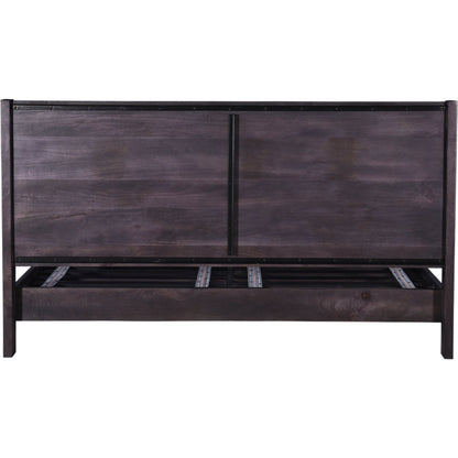 Paloma Bed by Moe's Home Collection in charcoal grey. Made from solid mango, steel legs, wood slats in a modern style.