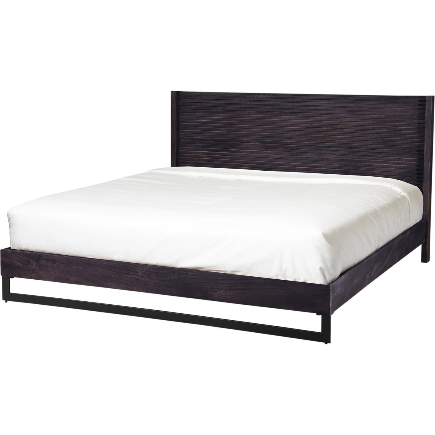 007 SI-2122020 | Additional Silo | Paloma Bed by Moe's Home Collection in charcoal grey. Made from solid mango, steel legs, wood slats in a modern style.