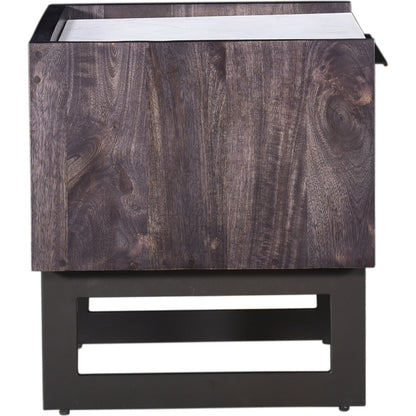 Paloma Nightstand by Moe's Home Collection in charcoal grey. Made from solid mango, white marble top, steel legs, mdf in a modern style.