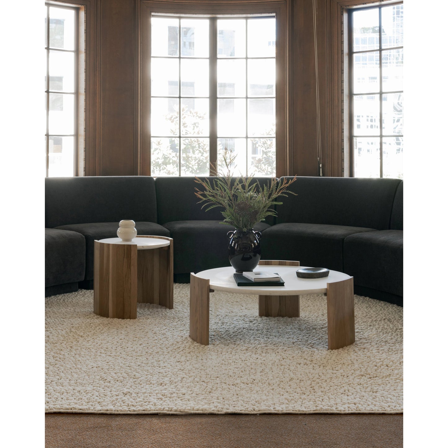 005 SI-2121903 | Lifestyle | Dala Coffee Table by Moe's Home Collection in white. Made from banswara white marble top, solid oak legs in a modern style.