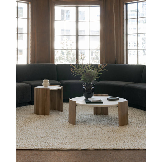 Dala Coffee Table by Moe's Home Collection in white. Made from banswara white marble top, solid oak legs in a modern style.