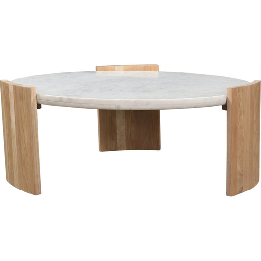 Dala Coffee Table by Moe's Home Collection in white. Made from banswara white marble top, solid oak legs in a modern style.