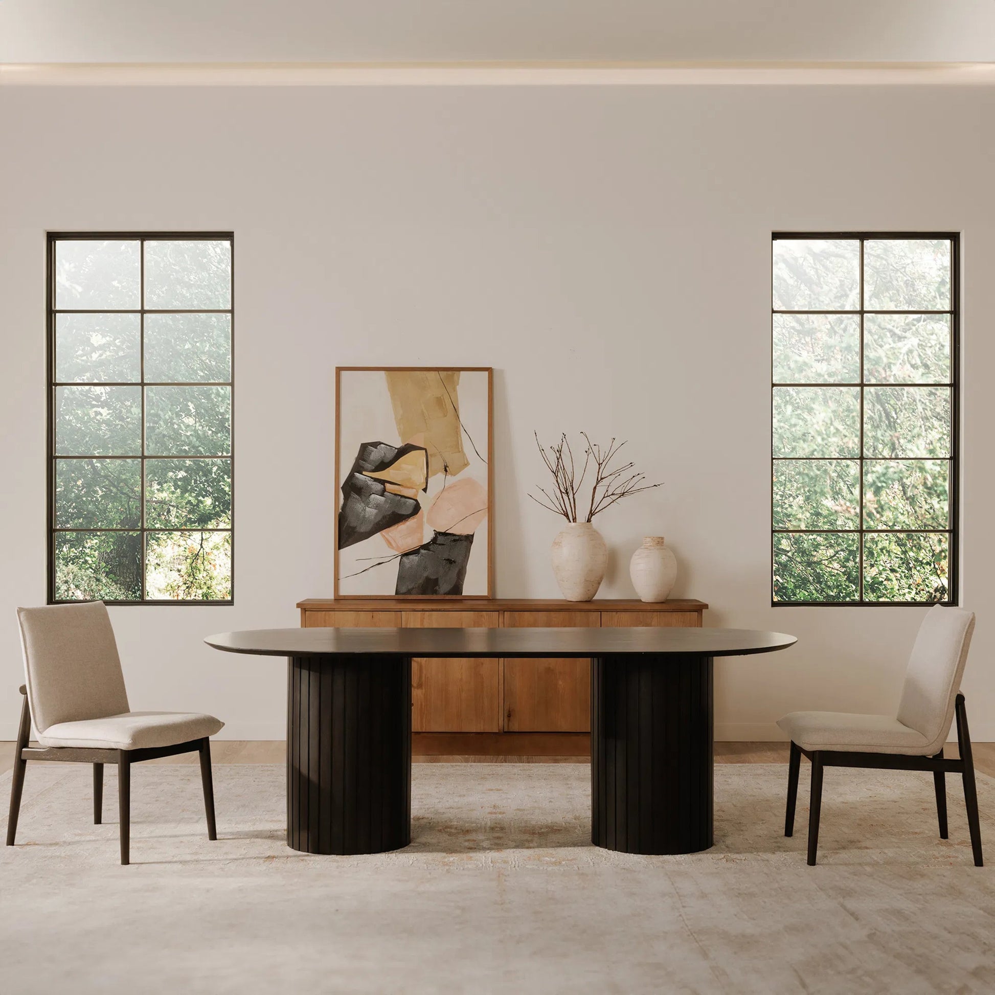 Povera Dining Table by Moe's Home Collection in black. Made from solid acacia wood in a modern style.
