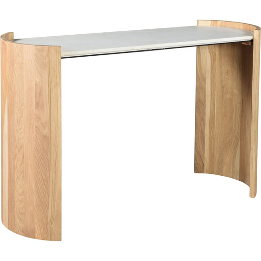Dala Console Table by Moe's Home Collection in white. Made from banswara white marble top, oak veneer over mdf in a modern style.