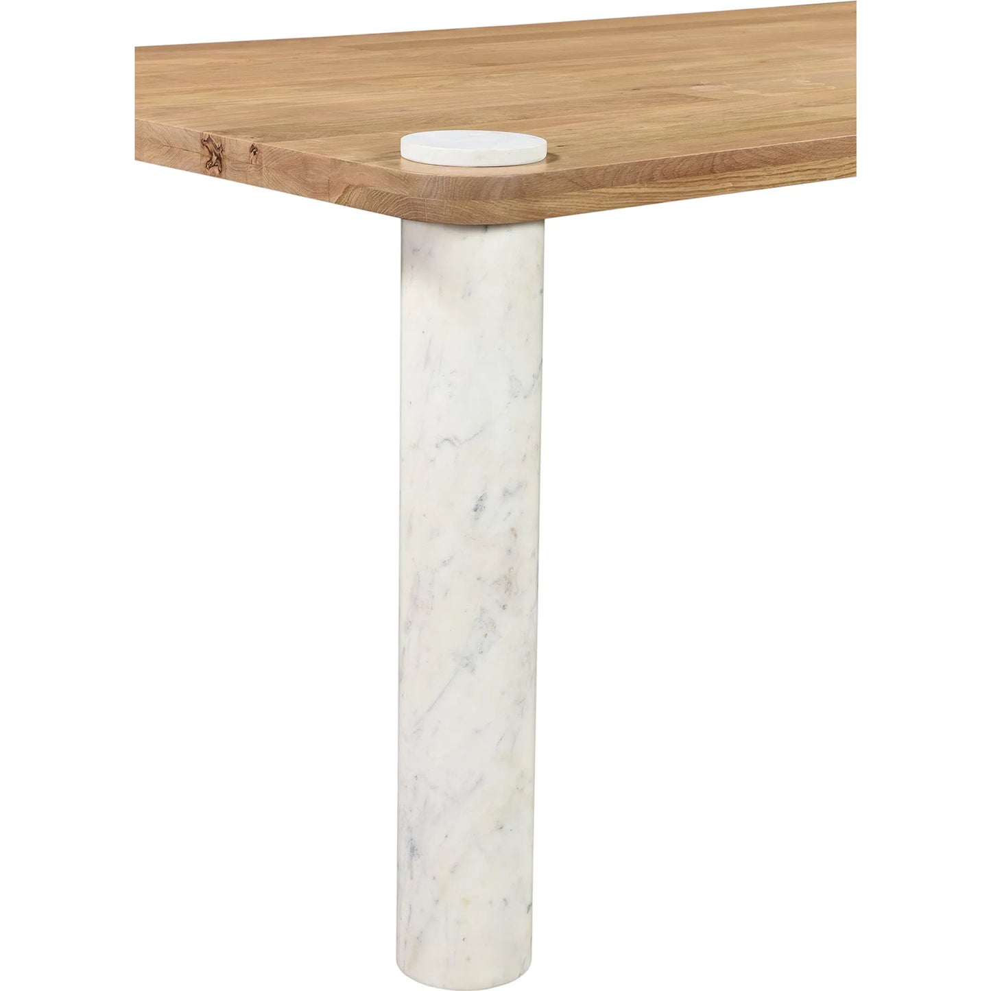 006 SI-2253639 | Closeup | Century Dining Table by Moe's Home Collection in natural. Made from solid oak top, white banswara marble legs in a modern style.