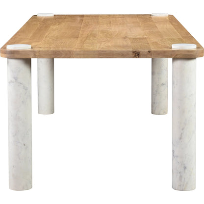 Century Dining Table by Moe's Home Collection in natural. Made from solid oak top, white banswara marble legs in a modern style.