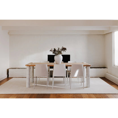 Century Dining Table by Moe's Home Collection in natural. Made from solid oak top, white banswara marble legs in a modern style.