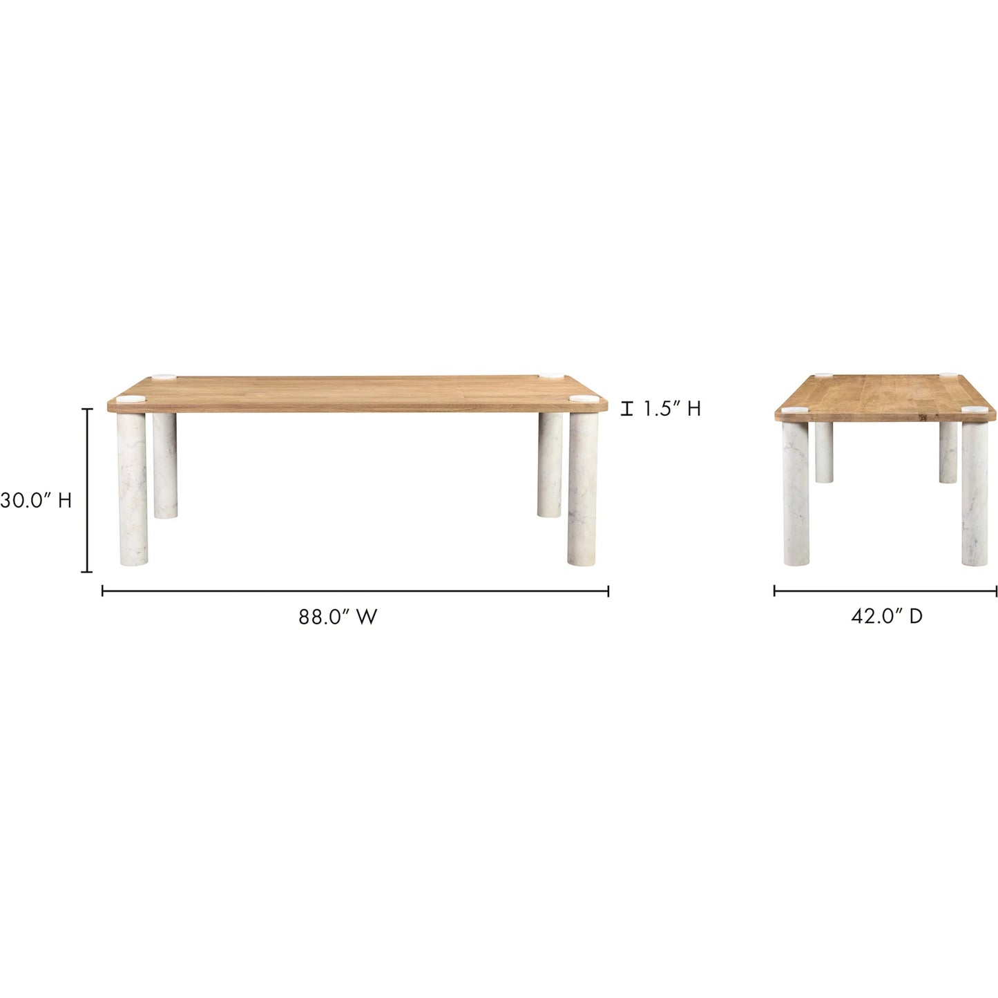 003 SI-2253639 | Additional Silo | Century Dining Table by Moe's Home Collection in natural. Made from solid oak top, white banswara marble legs in a modern style.