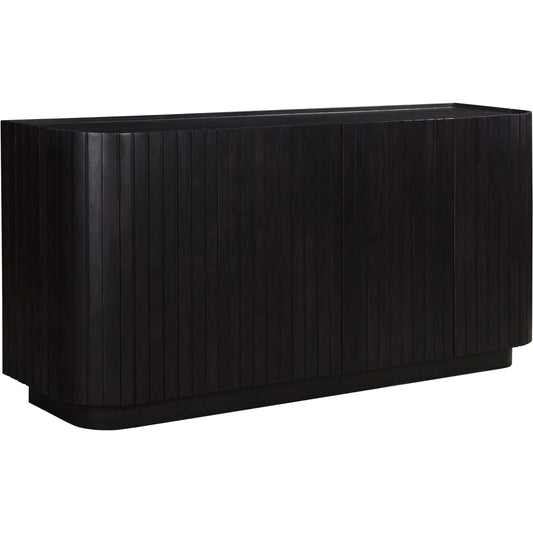 Povera 4 Door Sideboard by Moe's Home Collection in black. Made from solid acacia wood, mdf back in a unique style.