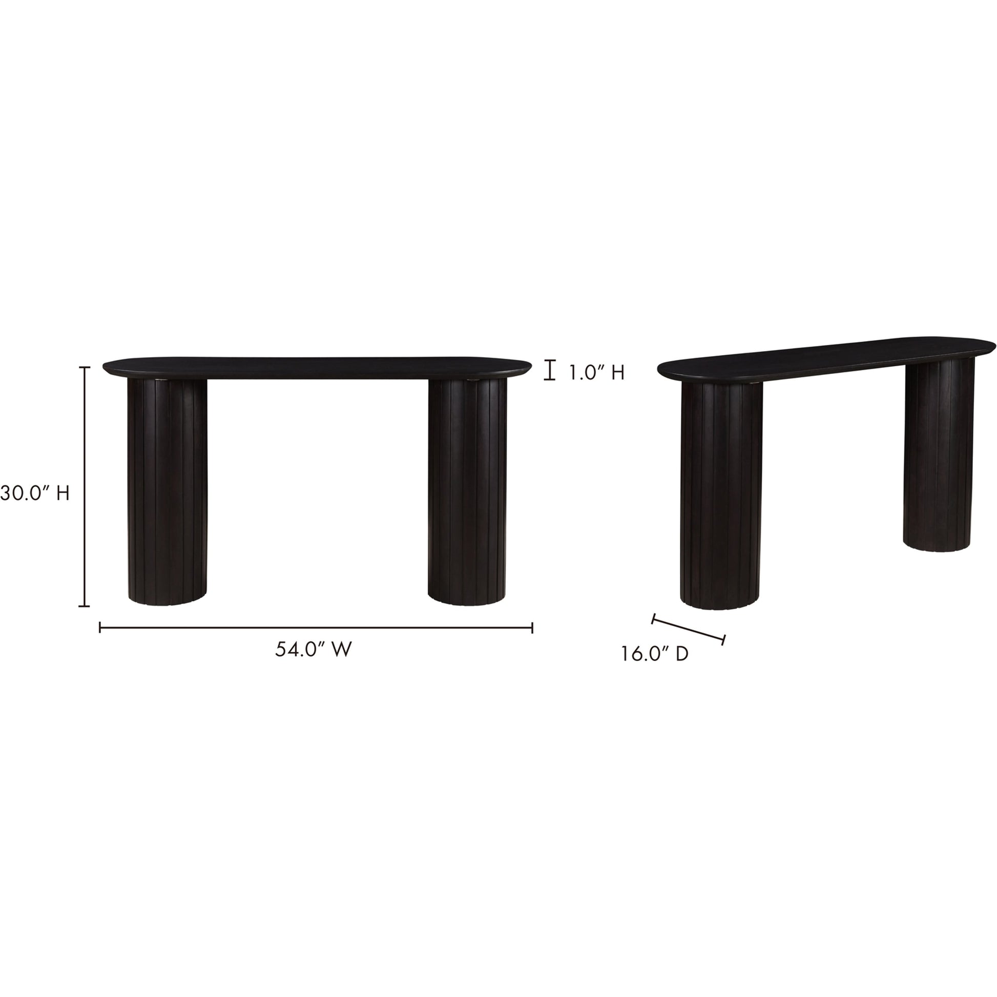 Povera Console Table by Moe's Home Collection in black. Made from solid acacia wood in a modern style.