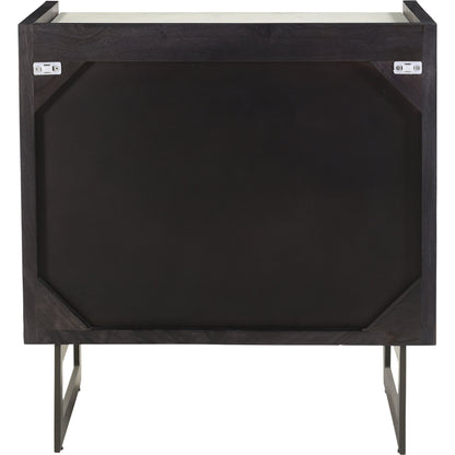 Paloma 3 Drawer Chest by Moe's Home Collection in charcoal grey. Made from solid mango wood, white banswara marble top, steel legs in a modern style.