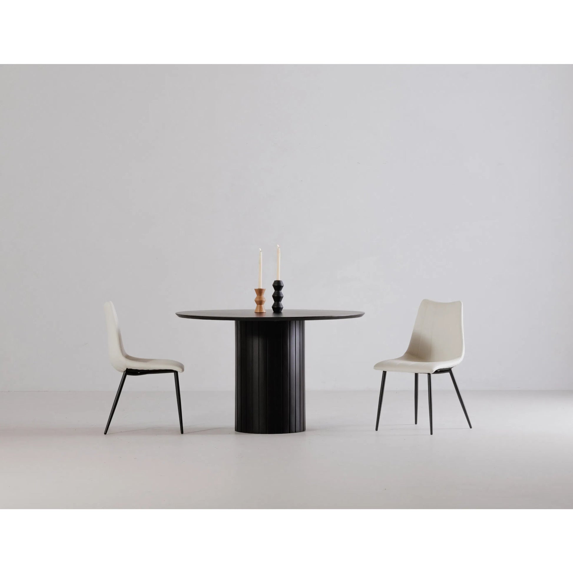 Povera Round Dining Table by Moe's Home Collection in black. Made from solid acacia wood in a modern style.