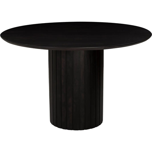 Povera Round Dining Table by Moe's Home Collection in black. Made from solid acacia wood in a unique style.