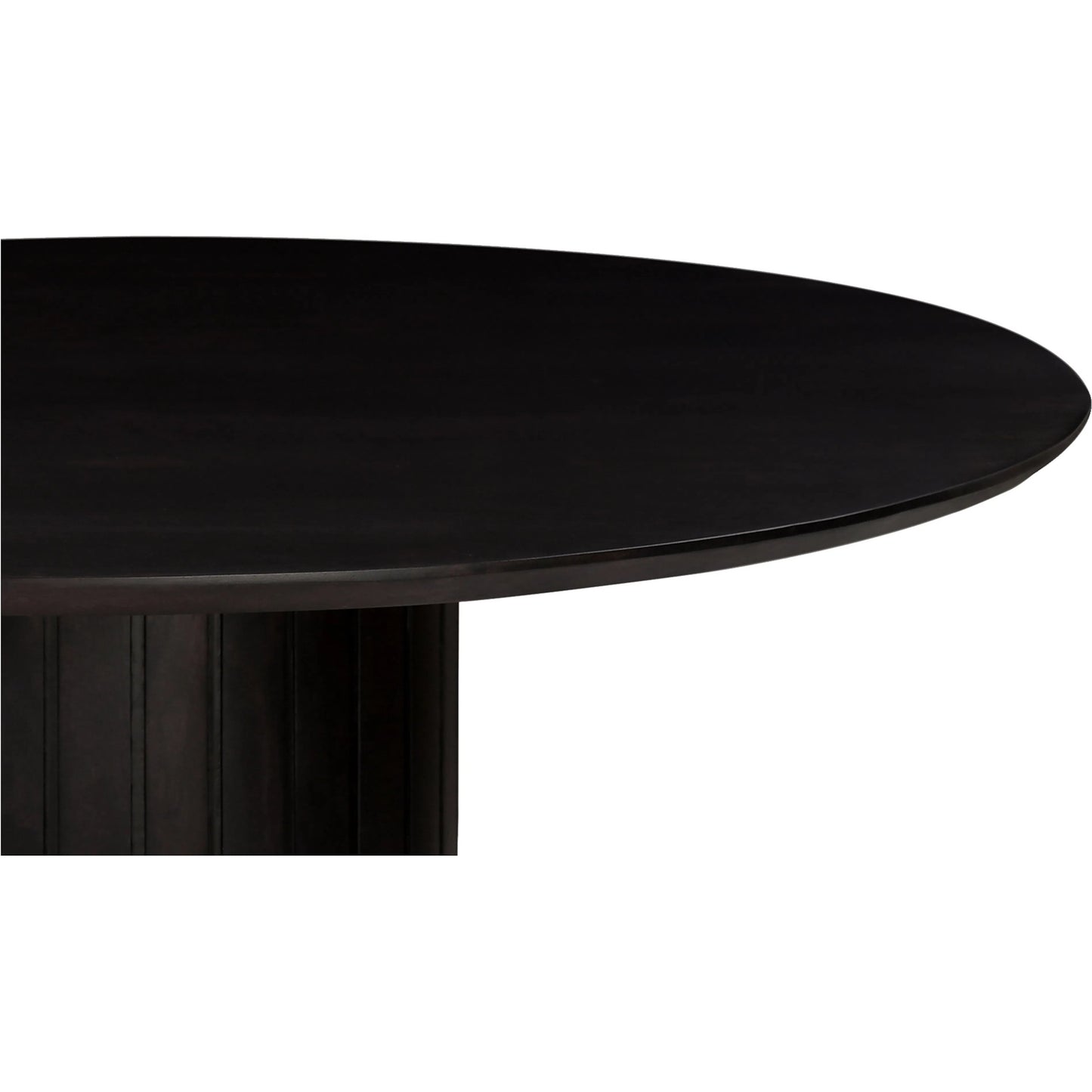003 SI-2253966 | Closeup | Povera Round Dining Table by Moe's Home Collection in black. Made from solid acacia wood in a modern style.