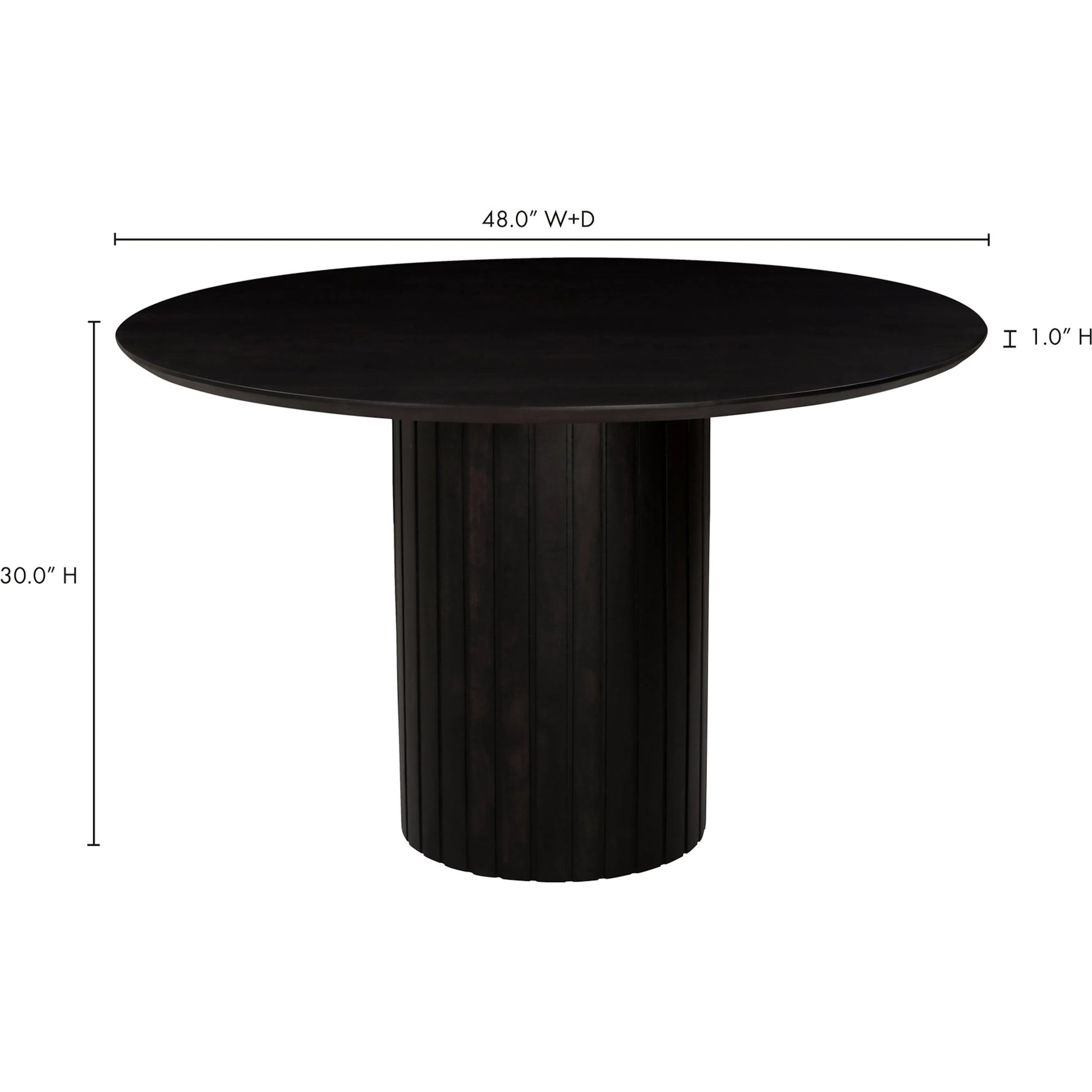 Povera Round Dining Table by Moe's Home Collection in black. Made from solid acacia wood in a modern style.
