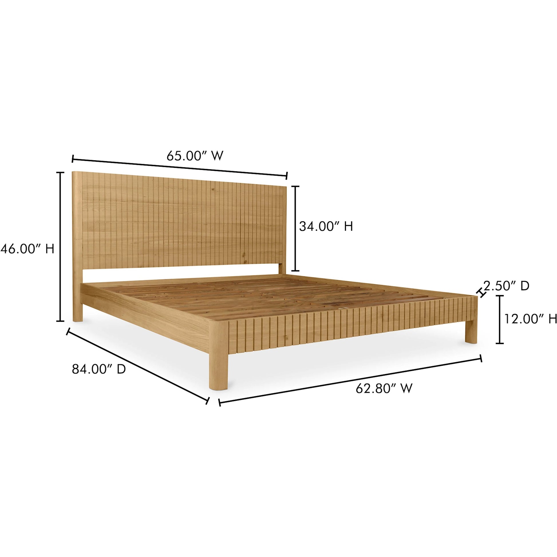 Povera Bed by Moe's Home Collection in natural. Made from solid oak, acacia wood slats in a transitional style.