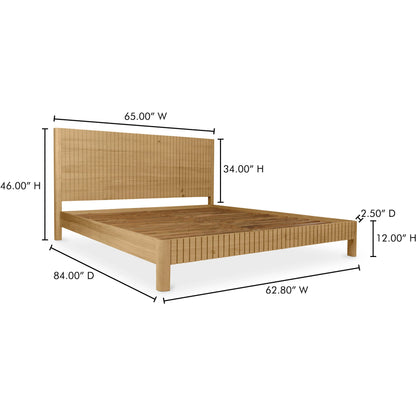 Povera Bed by Moe's Home Collection in natural. Made from solid oak, acacia wood slats in a transitional style.