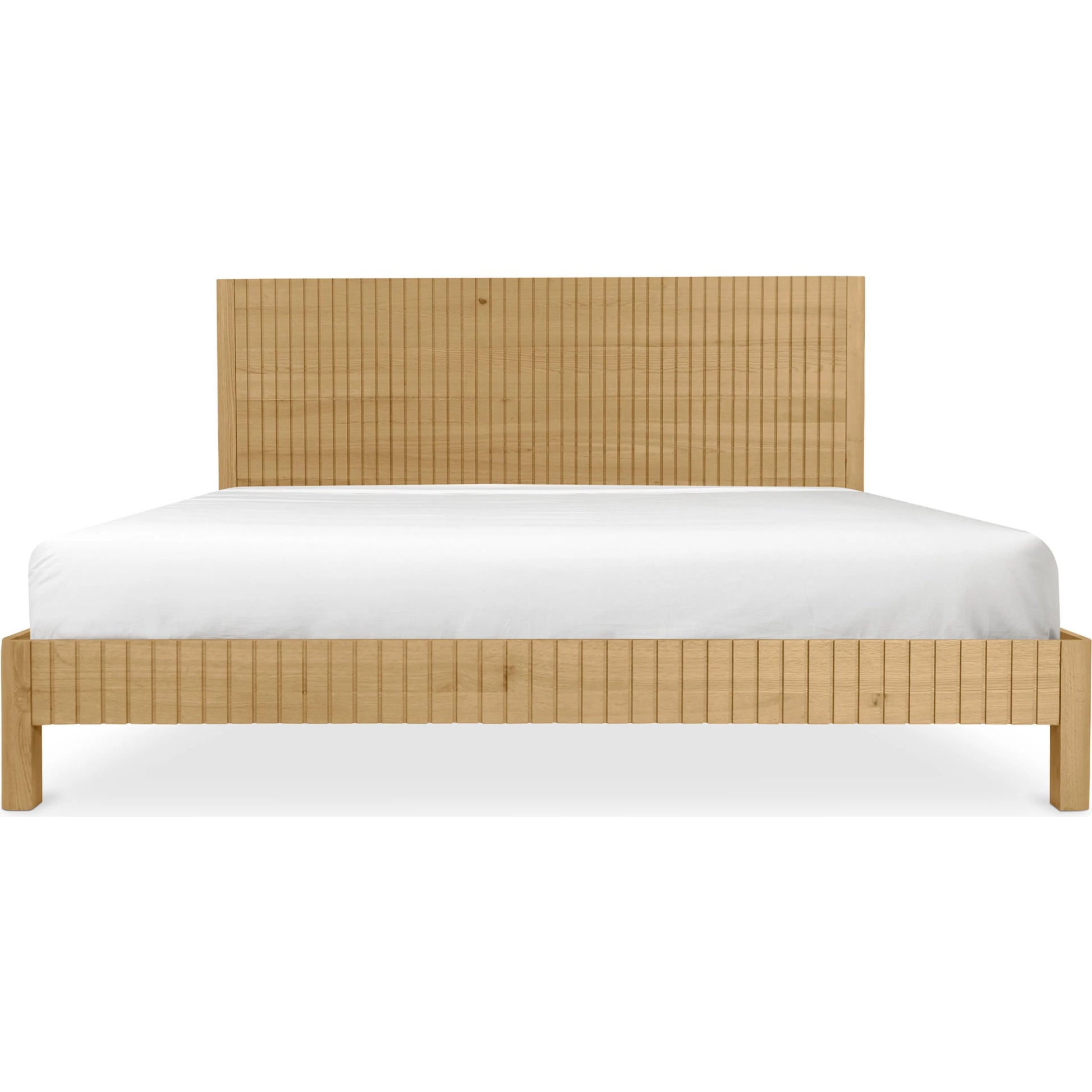 Povera Bed by Moe's Home Collection in natural. Made from solid oak, acacia wood slats in a transitional style.