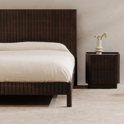 Povera Bed by Moe's Home Collection in natural. Made from solid oak, acacia wood slats in a transitional style.