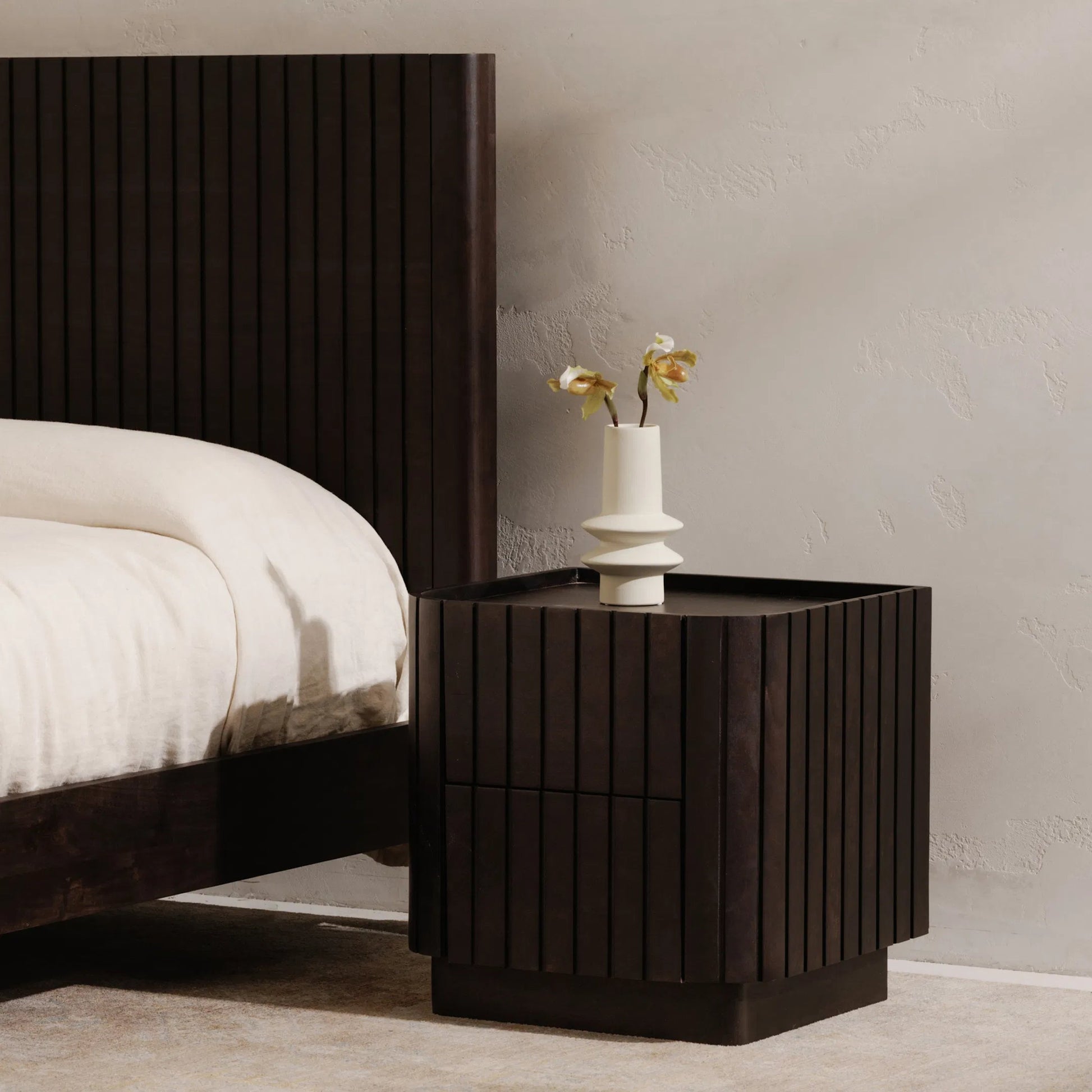 Povera Bed by Moe's Home Collection in natural. Made from solid oak, acacia wood slats in a transitional style.