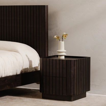 Povera Bed by Moe's Home Collection in natural. Made from solid oak, acacia wood slats in a transitional style.