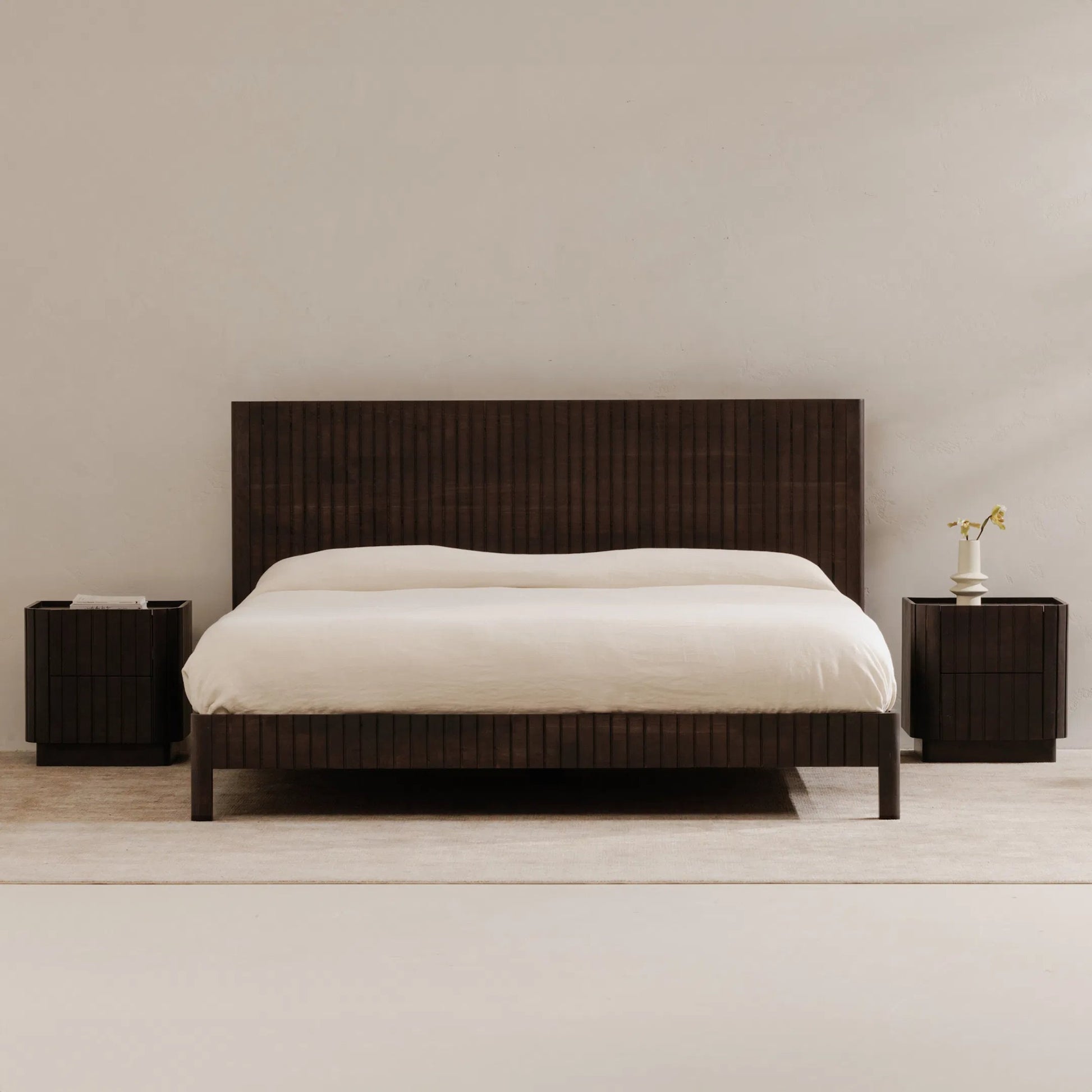 Povera Bed by Moe's Home Collection in natural. Made from solid oak, acacia wood slats in a transitional style.