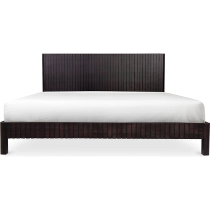 Povera Bed by Moe's Home Collection in natural. Made from solid oak, acacia wood slats in a transitional style.