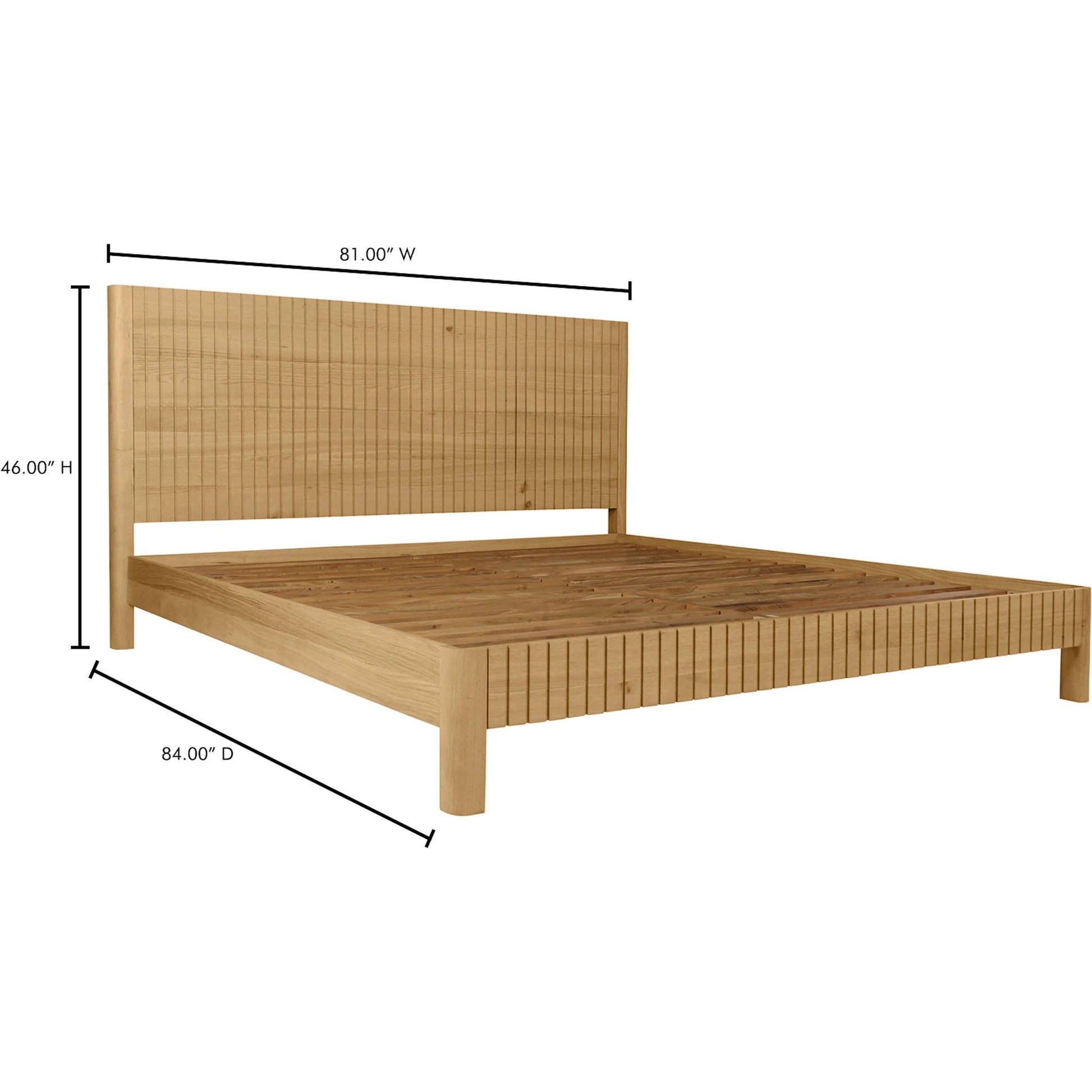 Povera Bed by Moe's Home Collection in natural. Made from solid oak, acacia wood slats in a transitional style.