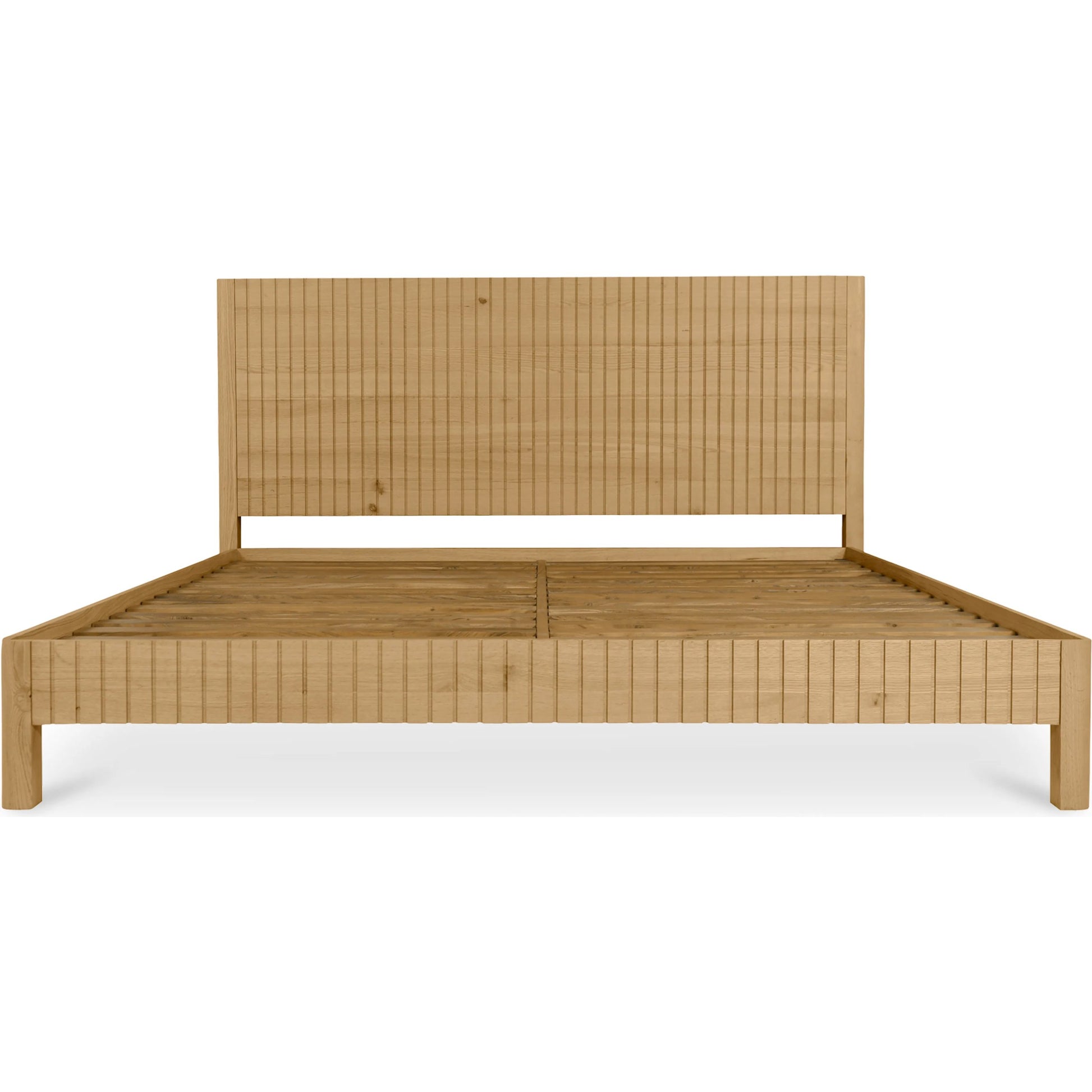 Povera Bed by Moe's Home Collection in natural. Made from solid oak, acacia wood slats in a transitional style.