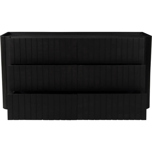 Povera 6 Drawer Dresser by Moe's Home Collection in black. Made from solid acacia wood, mdf back, drawer base in a unique style.