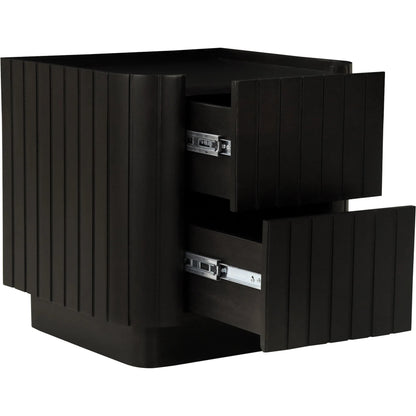 Povera Nightstand by Moe's Home Collection in black. Made from solid acacia wood, mdf back, drawer base in a modern style.