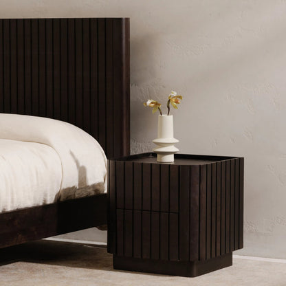 Povera Nightstand by Moe's Home Collection in black. Made from solid acacia wood, mdf back, drawer base in a modern style.
