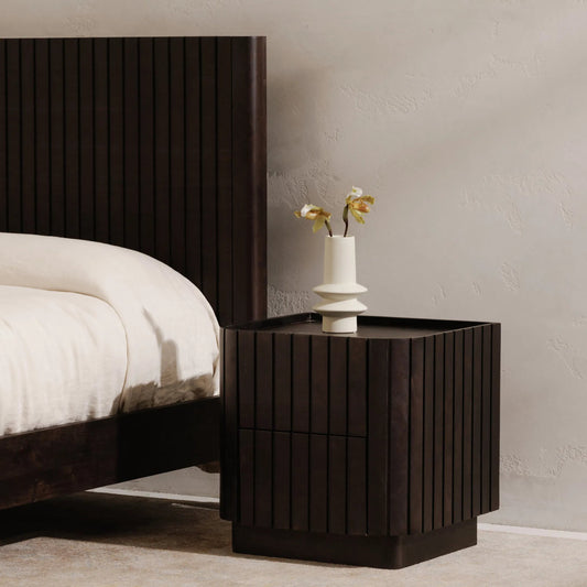 Povera Nightstand by Moe's Home Collection in black. Made from solid acacia wood, mdf back, drawer base in a modern style.