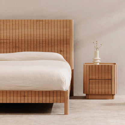 Povera Nightstand by Moe's Home Collection in black. Made from solid acacia wood, mdf back, drawer base in a modern style.