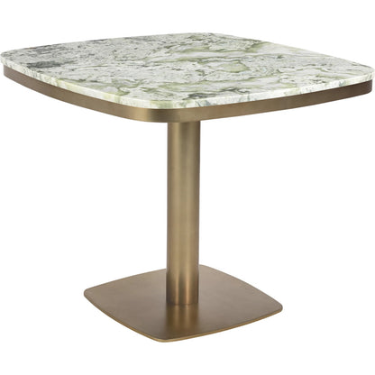 Celeste Cafe Table by Moe's Home Collection in natural, antique brass. Made from marble top, antiqued, brass iron base, mdf underneath marble for top support in a modern style.