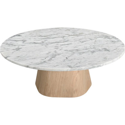 Evelyn Coffee Table by Moe's Home Collection in natural. Made from raj grey marble top, oak veneer over plywood, mdf, mix wood for base structure in a transitional style.