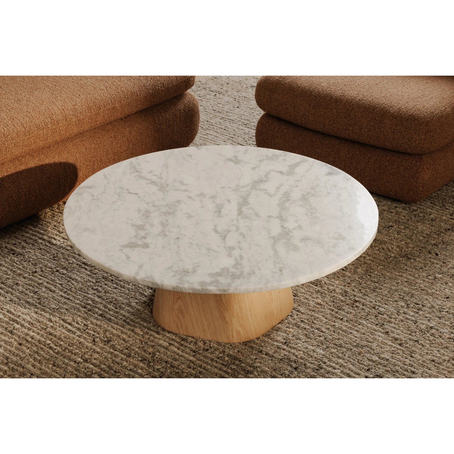 009 SI-2253720 | Lifestyle | Evelyn Coffee Table by Moe's Home Collection in natural. Made from raj grey marble top, oak veneer over plywood, mdf, mix wood for base structure in a transitional style.