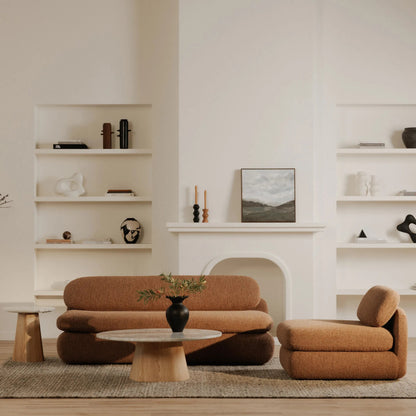 Evelyn Coffee Table by Moe's Home Collection in natural. Made from raj grey marble top, oak veneer over plywood, mdf, mix wood for base structure in a transitional style.