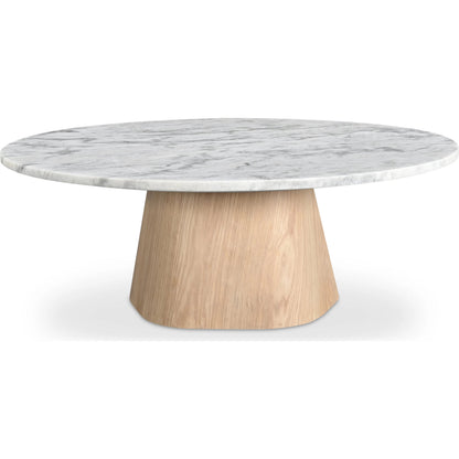 Evelyn Coffee Table by Moe's Home Collection in natural. Made from raj grey marble top, oak veneer over plywood, mdf, mix wood for base structure in a transitional style.