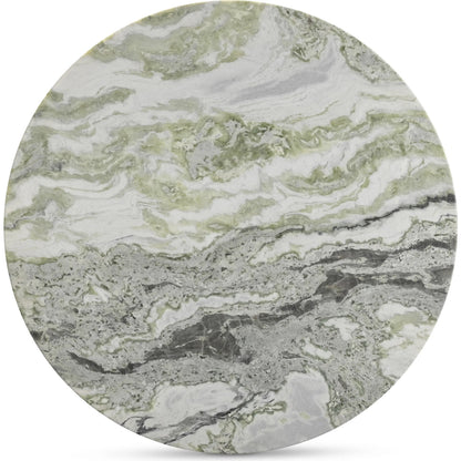 Evelyn Dining Table by Moe's Home Collection in green onyx marble. Made from green onyx marble top, oak veneer over plywood, mdf, mix wood for base structure in a transitional style.