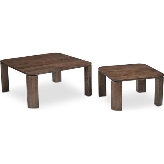 Bailey Nesting Table by Moe's Home Collection in deep brown. Made from mango wood in a unique style.