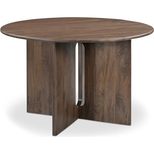 Stanley Dining Table by Moe's Home Collection in brown. Made from mango wood, metal in a unique style.