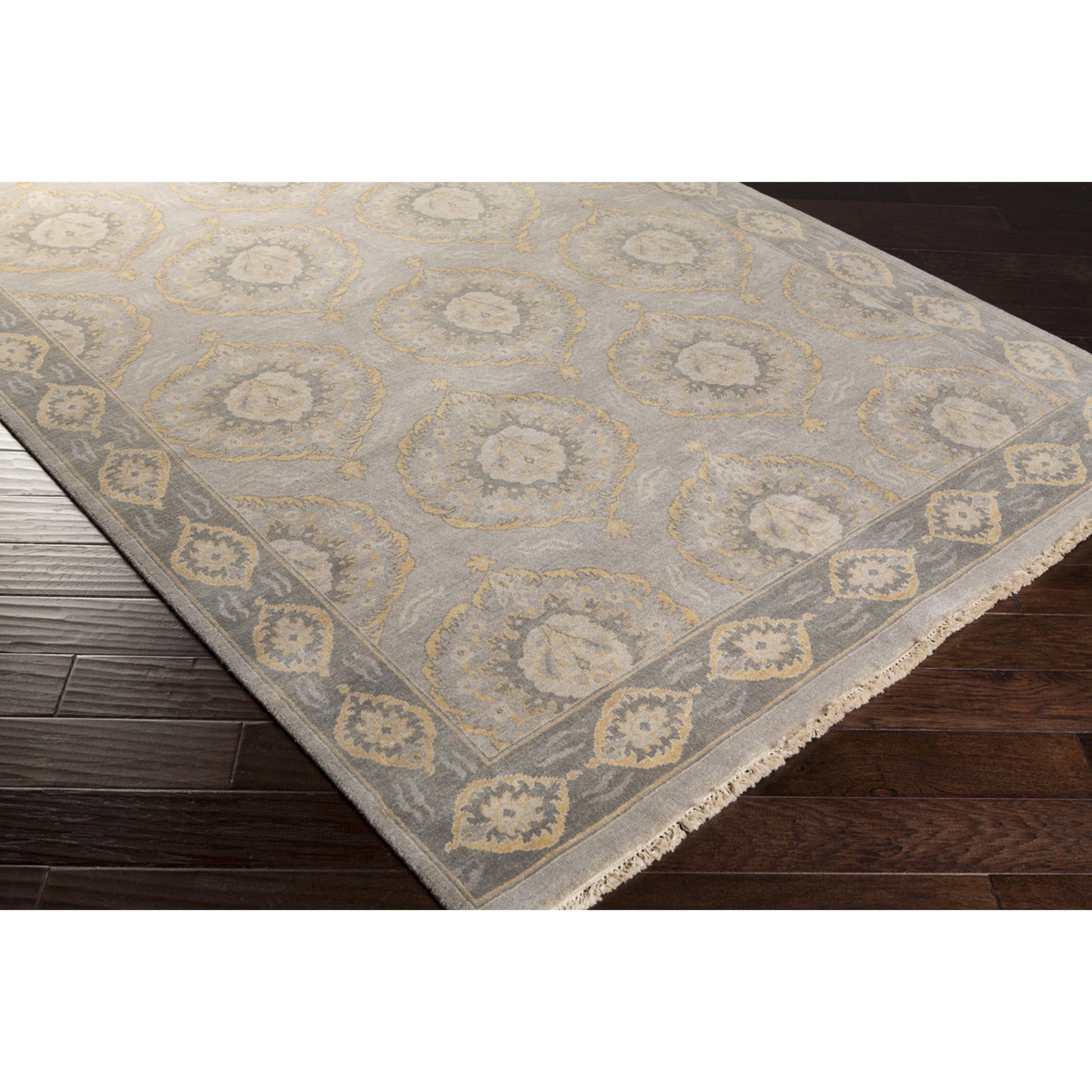 Jade JDE-3002 Rug by Surya in taupe, medium green, tan, medium gray. Made from 100% handspun wool in a unique style.